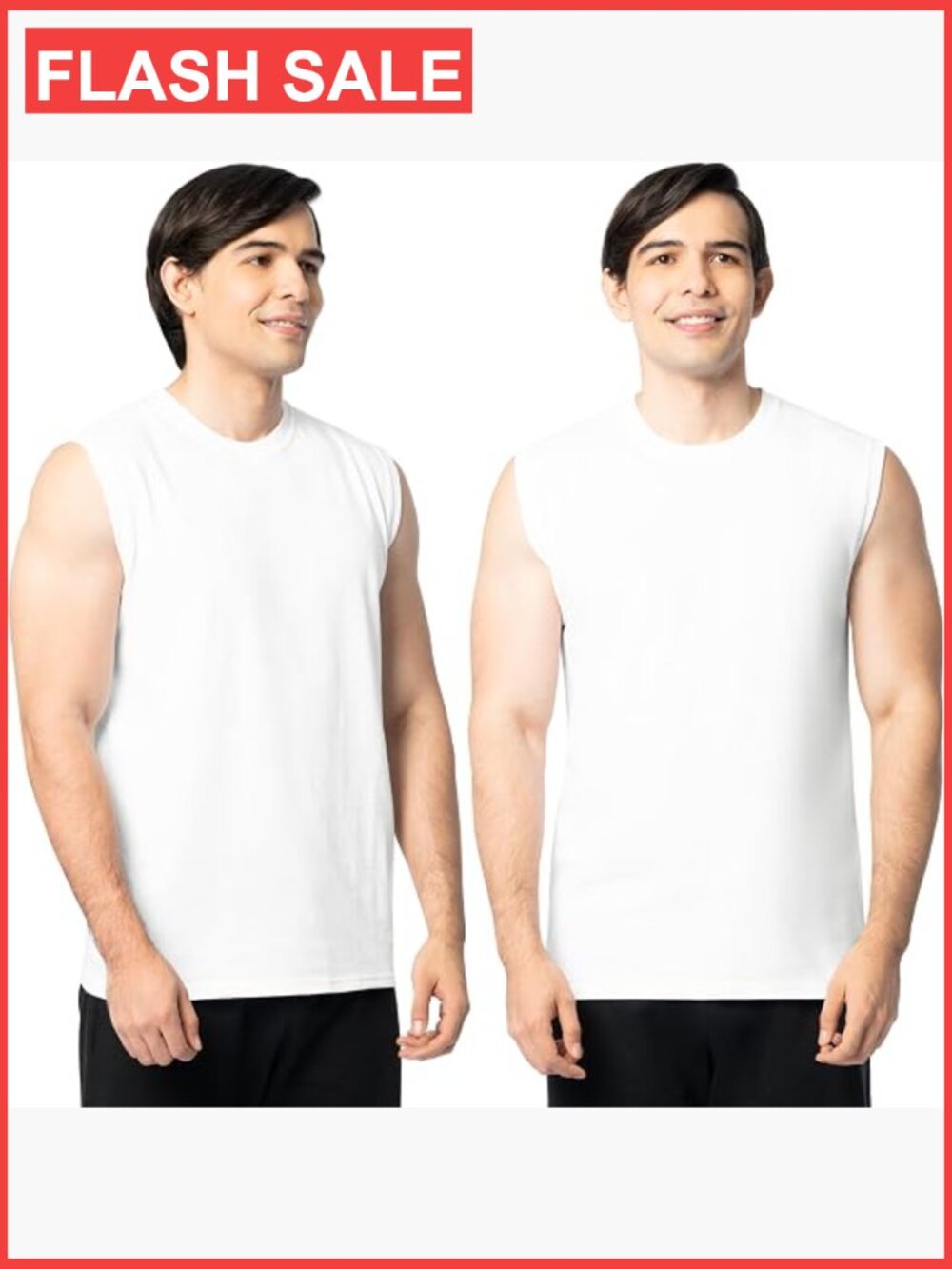 Men's Sleeveless Cotton Muscle Tees 2-Pack Breathable Athletic Tank Tops